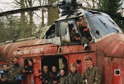 Stag Party playing paintball from outside of an old RAF helicopter