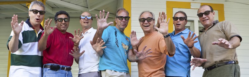 Older Stag Party Doing Jazz Hands