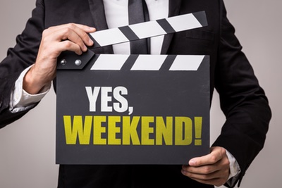 Clapper Board with Yes Weekend